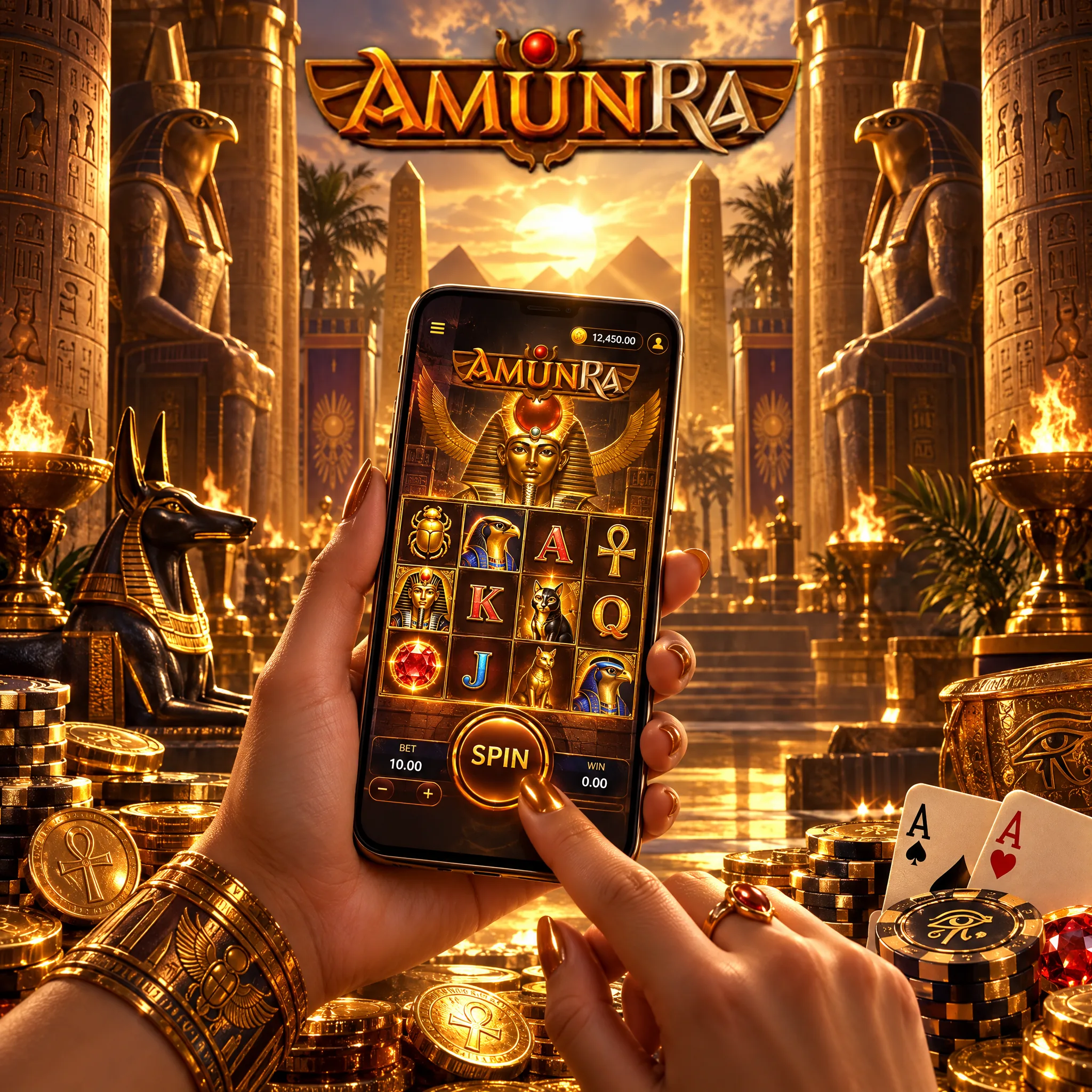 Jeu AmunRa sur téléphone mobile